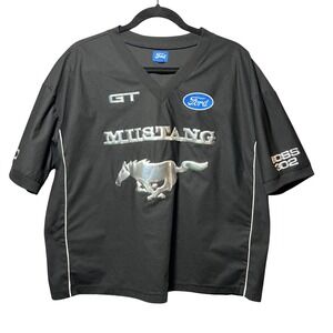 Ford Mustang GT Boss 302 PacSun Black Racing Jersey Chrome Logo Mens Large